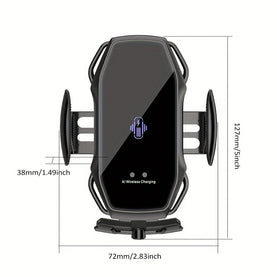15W QI Car Wireless Charger with Automatic Clamp Sensor, Fast Charging Air Vent Phone Holder Car Mount - interiorautotech