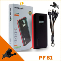 20000mAh Panther Force Powerbank with 4-in-1 Cables and 5 Charging Ports - interiorautotech