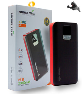 20000mAh Panther Force Powerbank with 4-in-1 Cables and 5 Charging Ports - interiorautotech