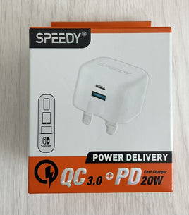 20W SPEEDY®USA-A QC3.0 + USB-C PD Fast Charge Wall Adapter - interiorautotech