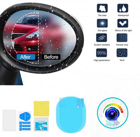 2PCs Oval Waterproof Car Rear view Mirror, Protective Mirror Film, Anti-Fog Rain Film for trucks, cars, taxis - interiorautotech
