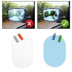 2PCs Oval Waterproof Car Rear view Mirror, Protective Mirror Film, Anti-Fog Rain Film for trucks, cars, taxis - interiorautotech