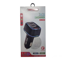 33W Ven-Dens 3x USB Ports Car Fast Charger with Built-in LED Lighting - interiorautotech