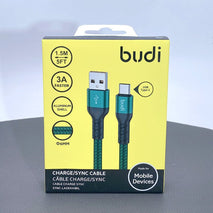 3A Budi USB A to Type C 1.5M with Braided Aluminum Shell Cable - interiorautotech