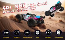 4WD Powerextra RC Cars, Electric Off Road Monster Trucks with LED Light, High Speed 40+ KM/H , 50+ Mins Play Car Gift for Boys & Girls - Interior Auto Tech