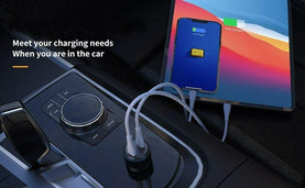 60W Budi Car Charger with 2 USB-C Ports and 3.0 Fast Charge - interiorautotech