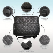 Leather Car Handbag Holder with Adjustable Straps and Large Pocket - interiorautotech