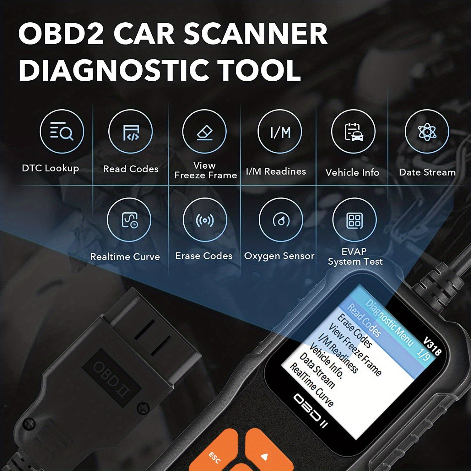 OBD2 Diagnostic Tool V318-2, Code Reader Vehicle Fault, OBDII Protocol ...