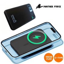 Panther Force 10,000 mAh Magnetic Wireless Power Bank 22.5W with 2 Ports: Compatible with Samsung Galaxy Sseries, Galaxy Foldable, Smartwatches, Wireless Earbuds and iPhones 12/13/14/15 - interiorautotech