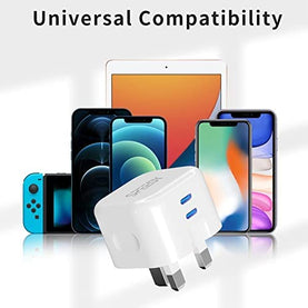 Speedy 20W Dual USB-C PD Fast Wall Adaper 3A, Very Fast Charing for Type C devices - interiorautotech