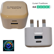 Speedy QC3.0 + Type C PD 20W Dual Fast Wall Adapter 3A, Very Fast Charging - interiorautotech