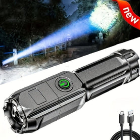 Super Bright Rechargeable Torch with Zoomable Function, Outdoor Multi-functional Portable Torch, Telescopic Zoom Light - interiorautotech