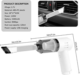 Wireless Handheld Car Vacuum Cleaner, Rechargeable Car Vacuum Cleaner Cordless with Powerful Suction, 1500mAh Battery and 9000Pa Suction - interiorautotech