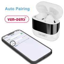Wireless Ven-Dens V5.0 Bluethooth Earphones with Smart Display Charging Case, 35H Battery Life - interiorautotech
